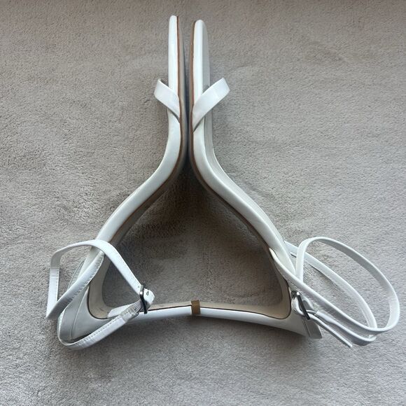 Jeffrey Campbell Illusive White Patent Leather Stiletto Heel Sandals Women 9 - Picture 4 of 14